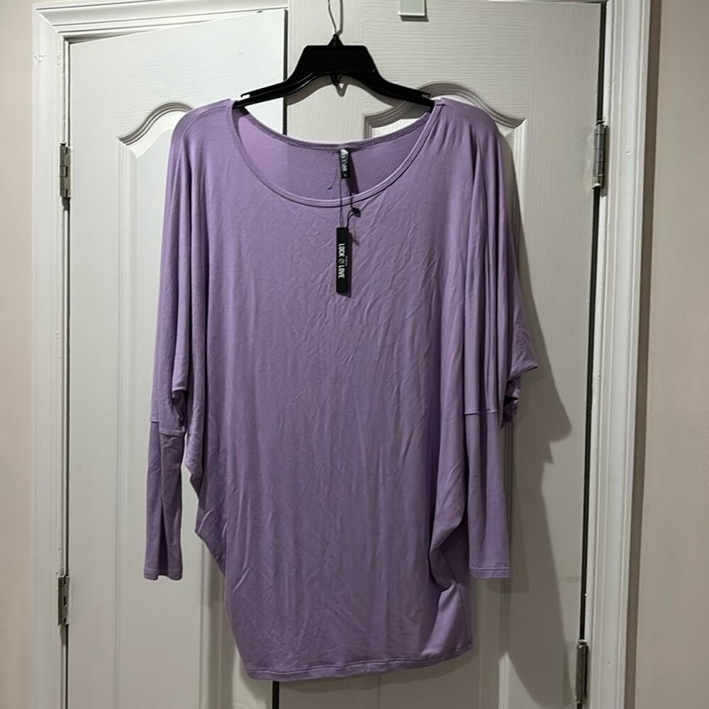 Lock & Love lilac xl dolman sleeve super soft stretchy long sleeve top nwt